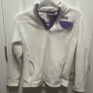 Patagonia fleece pullover with snaps, girls size large/12